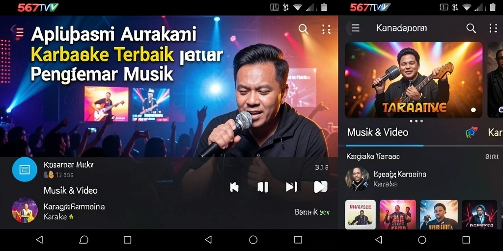 Antarmuka aplikasi Karaoke 567TV yang menarik untuk bernyanyi.