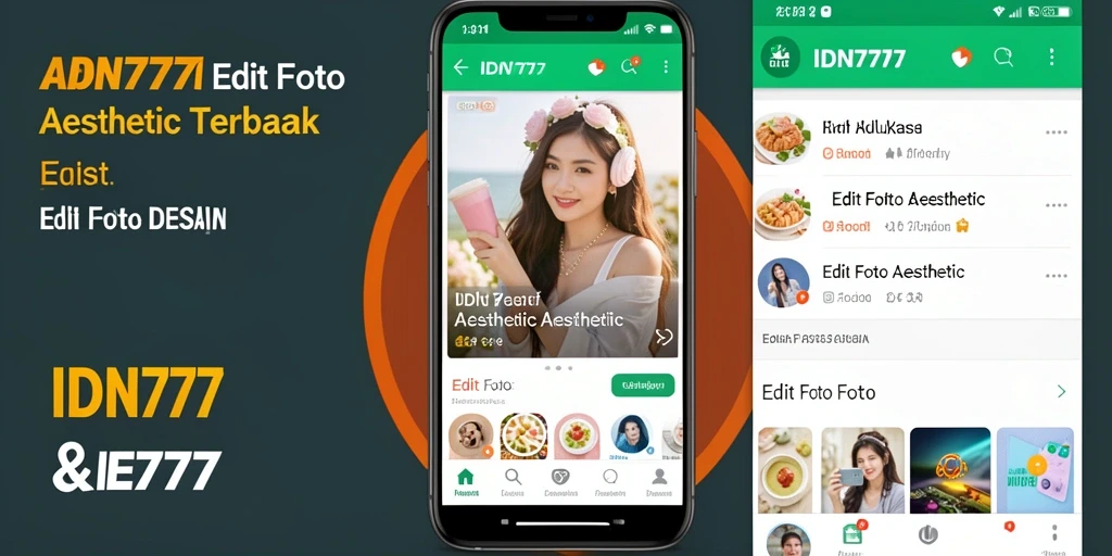 Tampilan antarmuka aplikasi IDN777 untuk edit foto aesthetic.