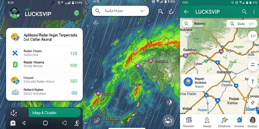 Antarmuka pengguna <strong>LUCKSVIP</strong> yang menampilkan radar hujan secara real-time.