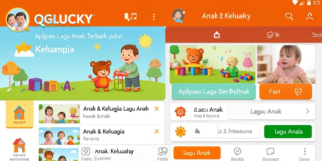 Tampilan antarmuka QGLUCKY yang ceria dan ramah anak.