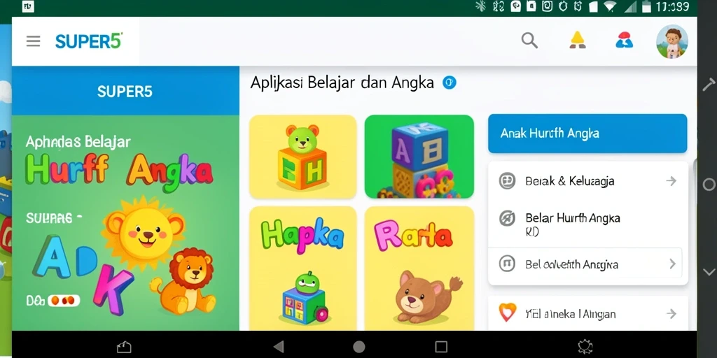 Tampilan antarmuka <strong>SUPER5</strong> yang ceria dan interaktif.
