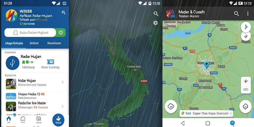 Tampilan antarmuka aplikasi WIN88 yang menunjukkan radar hujan.