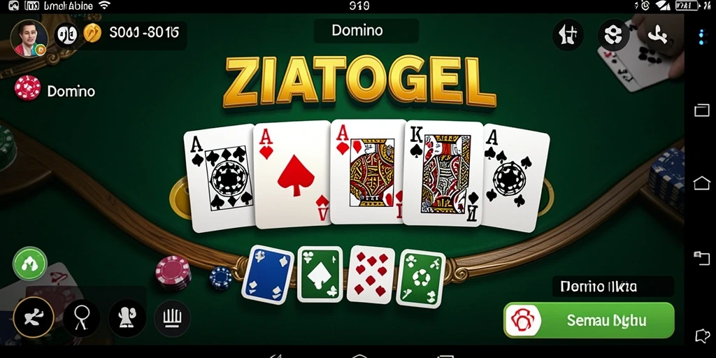 Antarmuka menarik ZIATOGEL yang menampilkan permainan domino.