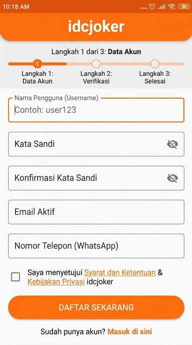 Registrasi Akun Baru idcjoker dengan Mudah